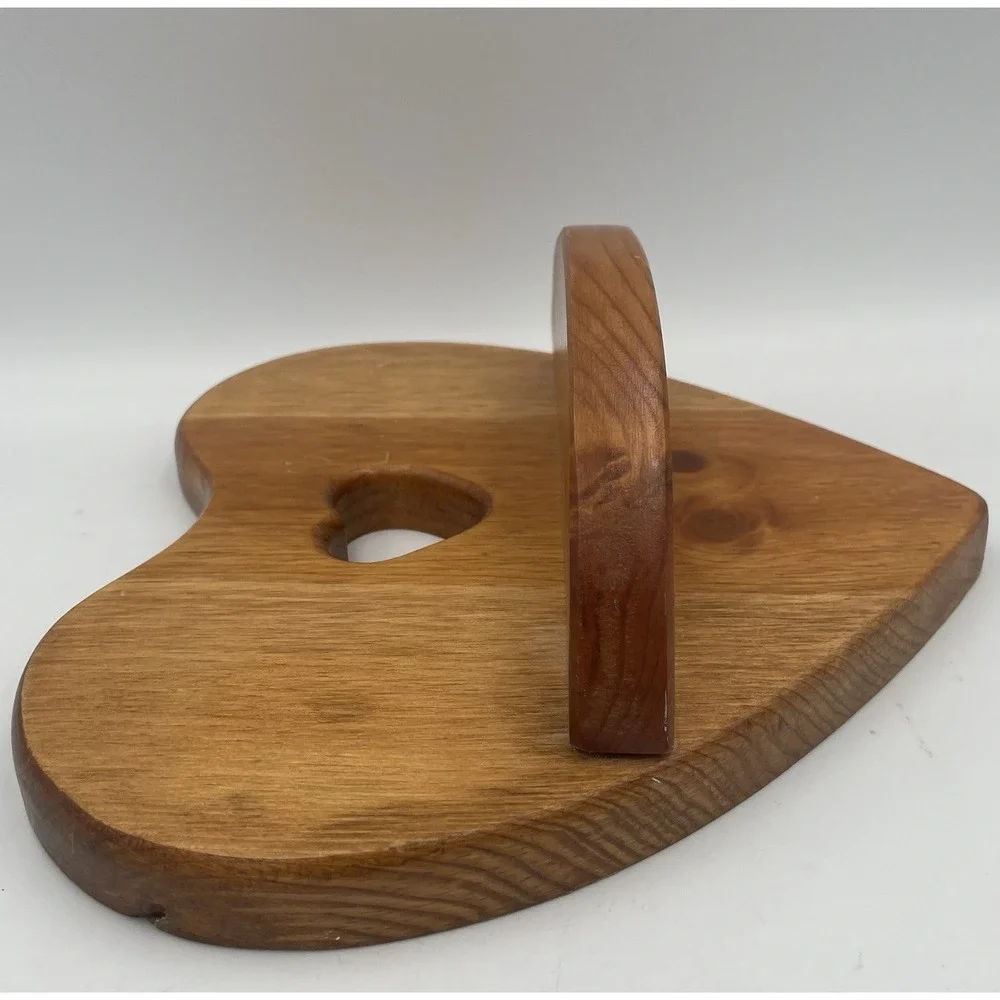 Vtg Wooden Handmade Heart Shelf Wall Rustic Country Cottage Decor 9